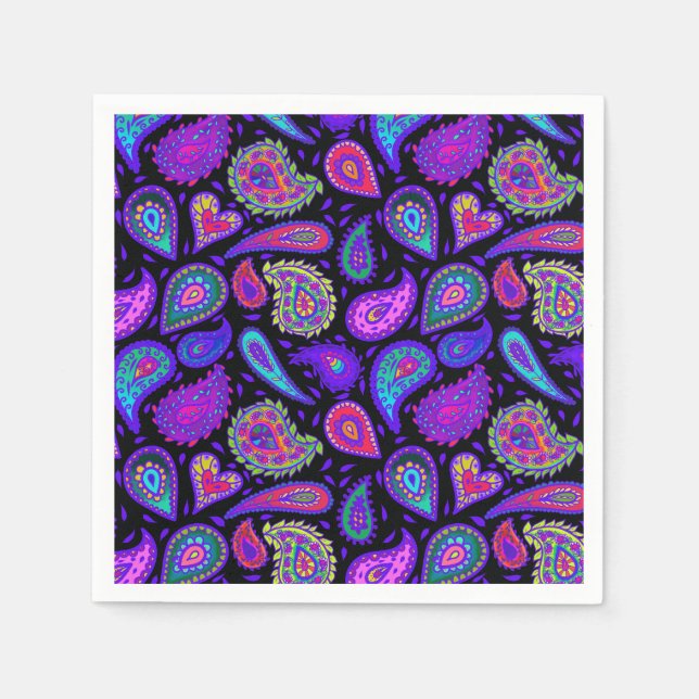 Perfectly Pretty Purple Paisley  Napkins (Front)