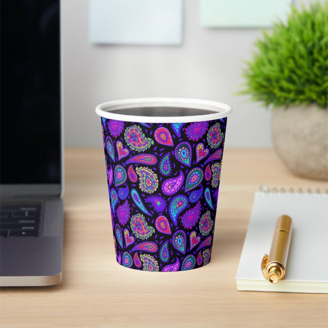 Perfectly Pretty Purple Paisley  Paper Cups (Insitu)