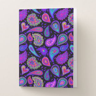 Perfectly Pretty Purple Paisley Pocket Folder