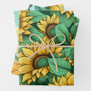Perfectly Pretty Sunflower Wrapping Paper Sheets