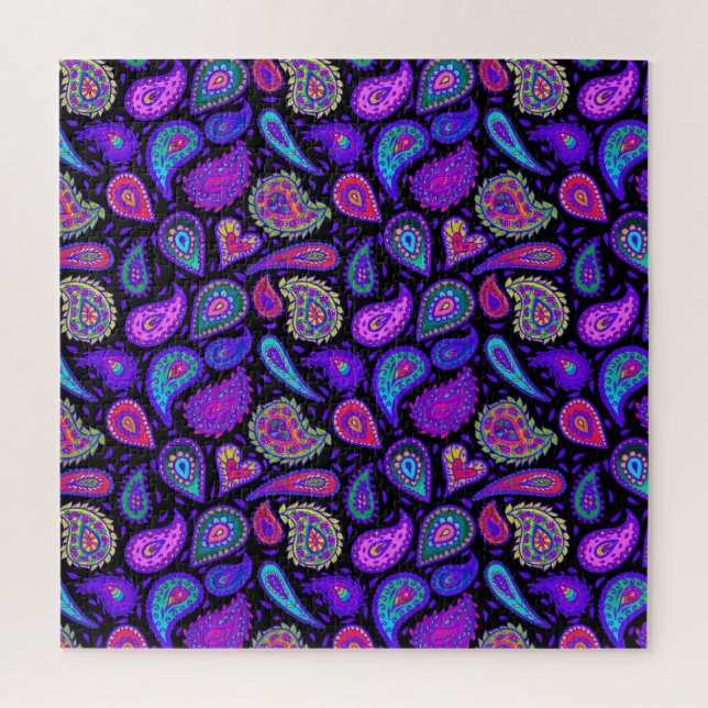Perfectly Purple Paisley Pretty Jigsaw Puzzle (Vertical)