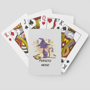 Perfectly Wicked – Purple Witch Cat Silhouette Poker Cards