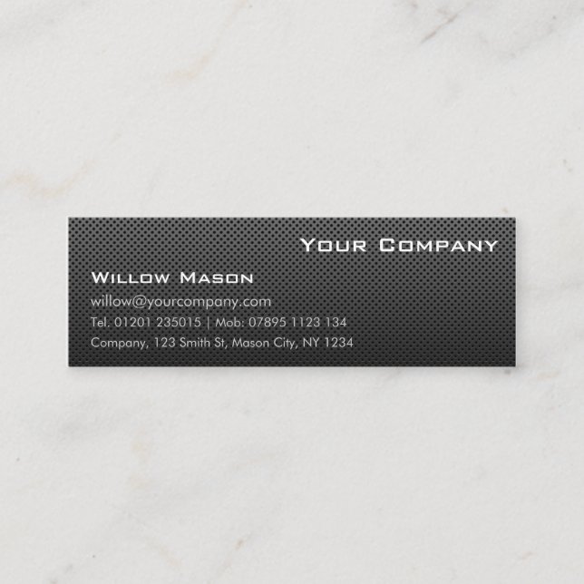 Perforated Black Metal, Slim Profile Business Card (Front)