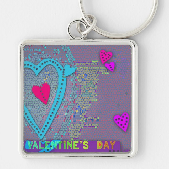 Perforated Hearts valentine's Day Keychain (Front)