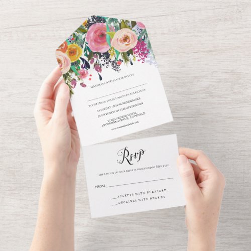Perforated removable RSVP Wedding All in 1 Invite