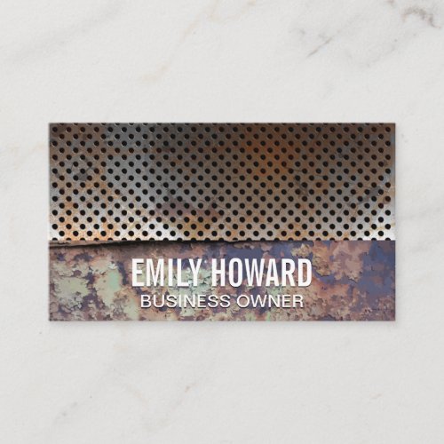 Perforated Rusted Metal Business Card