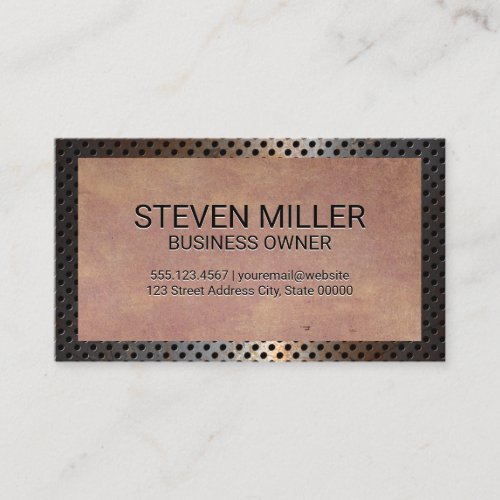 Perforated Rustic Metal Border  Old Texture Business Card