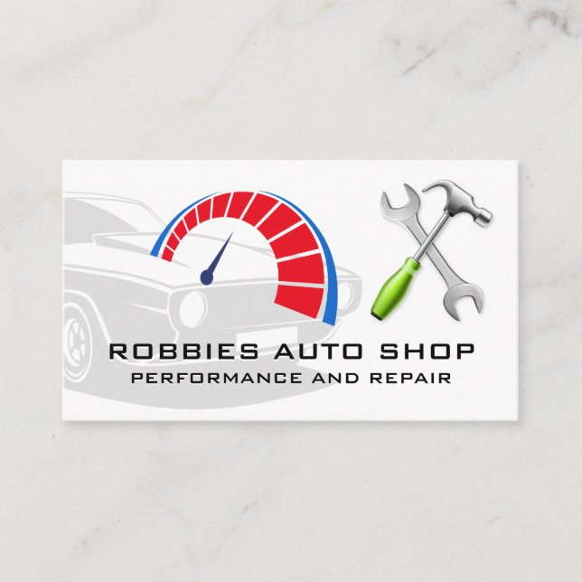 Performance Auto Parts Icons Tool Business Card (Front)
