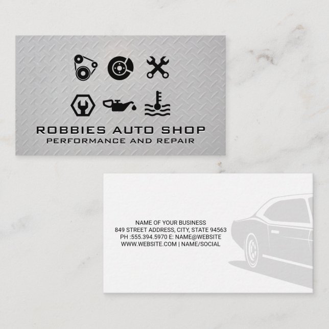 Performance Auto Parts | Steel Background Business Card (Front/Back)