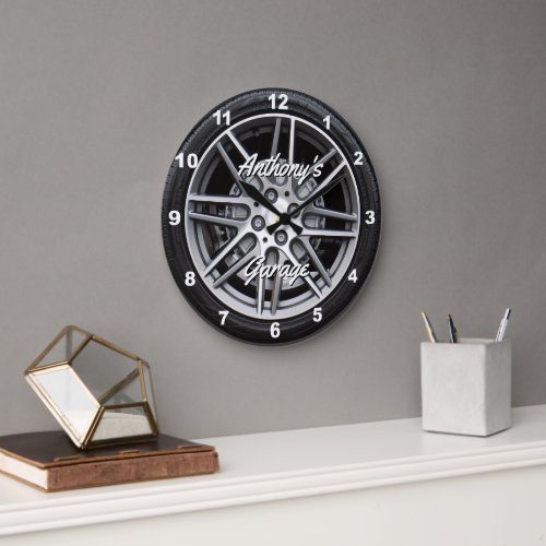 Performance Car Tire Personalized Large Clock