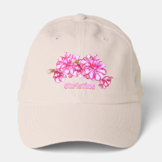 Performance Hat - Pink Geraniums with Name