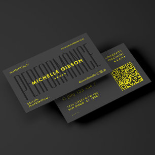 Performance Nutritionist Wellness Black Yellow Business Card