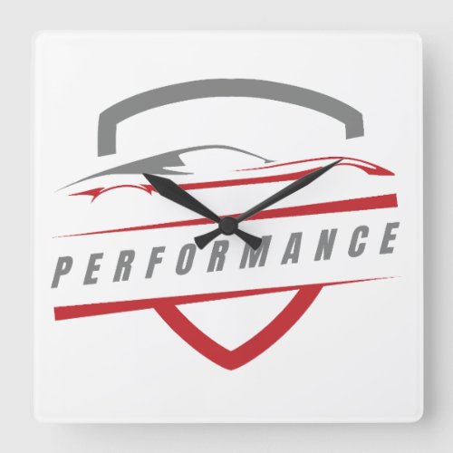 Performance Sports Car Logo Square Wall Clock