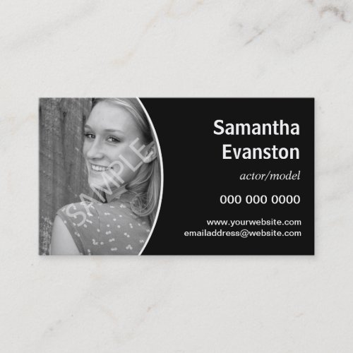 Performers Headshot Curved Black Business Card Templates