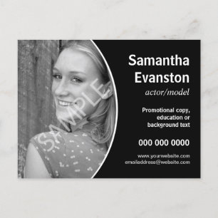 Performers Headshot Curved Black Promotion Postcard