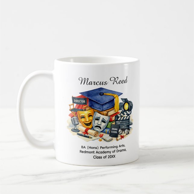 🎓Performing Arts Graduate Custom Name & Degree Coffee Mug (Left)