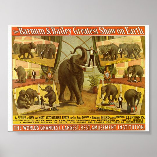 Performing Elephants Barnum & Bailey Circus Poster | Zazzle.com