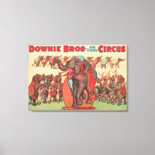 Performing Elephants With Women And Trainer. Canvas Print