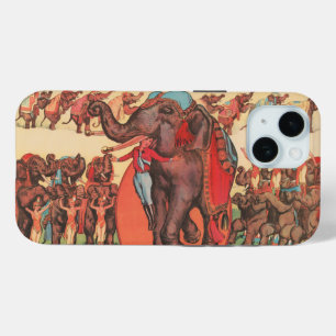 Performing Elephants With Women And Trainer. iPhone 15 Case