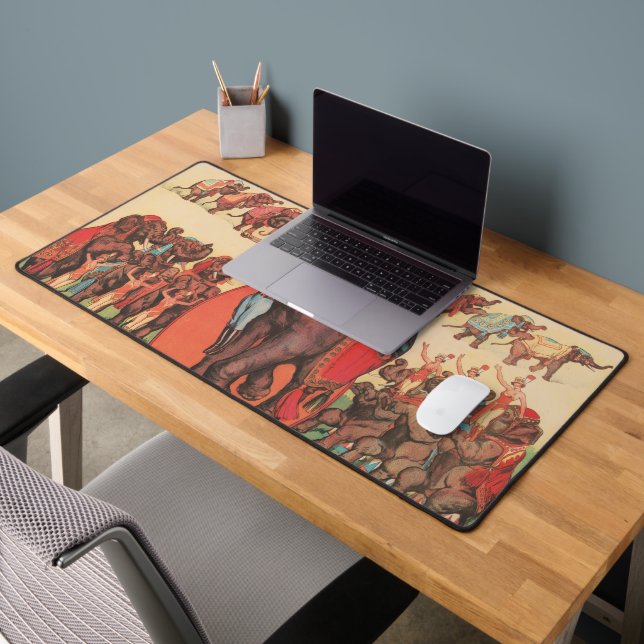 Performing Elephants With Women And Trainer. Desk Mat (Office 2)
