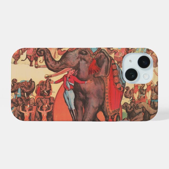 Performing Elephants With Women And Trainer. iPhone 15 Case (Back Horizontal)