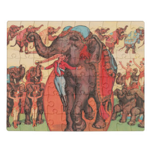 Performing Elephants With Women And Trainer. Jigsaw Puzzle