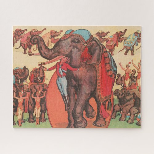 Performing Elephants With Women And Trainer Jigsaw Puzzle