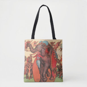 Performing Elephants With Women And Trainer. Tote Bag