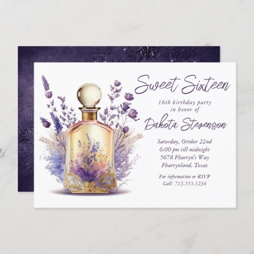 Perfume and Lavender  Sweet 16 Birthday Party Invitation