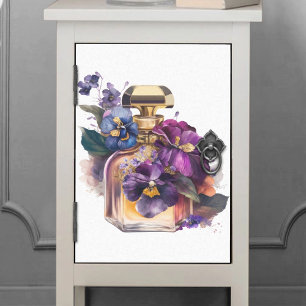 Perfume Bottle and Purple Morning Glory Flowers Tissue Paper