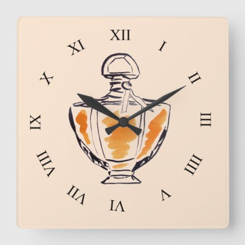 Perfume bottle fashion illustration pop art square wall clock