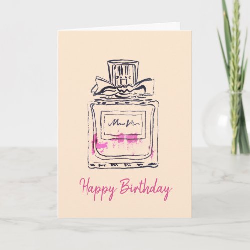 Perfume bottle fashion watercolour birthday card