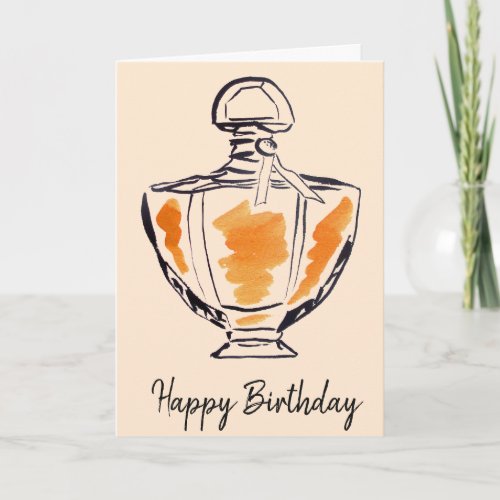 Perfume bottle fashion watercolour birthday card