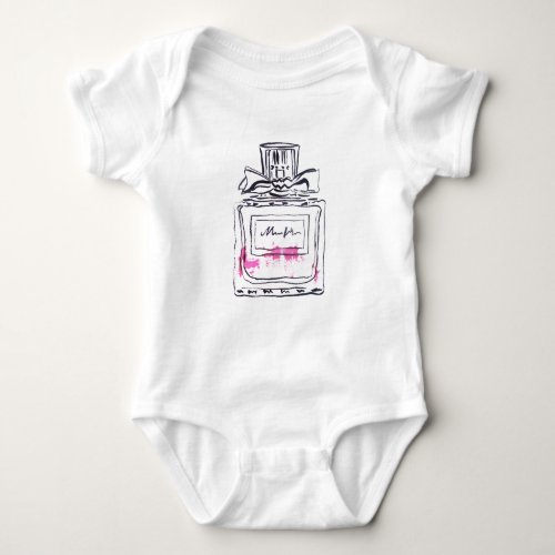 Perfume bottle fashion watercolour illustration baby bodysuit