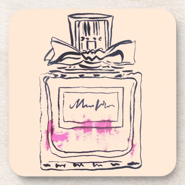 Perfume bottle fashion watercolour illustration beverage coaster (Front)