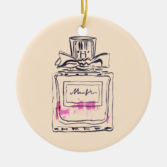 Perfume bottle fashion watercolour illustration ceramic ornament (Front)