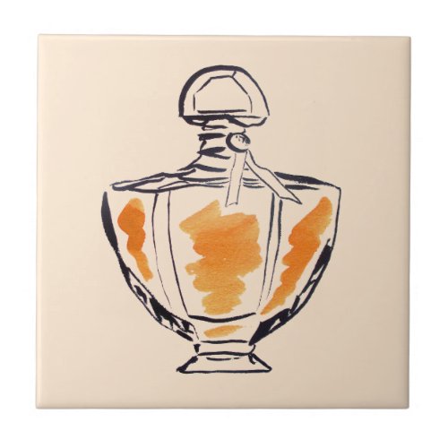 Perfume bottle fashion watercolour illustration ceramic tile