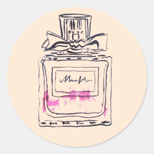 Perfume bottle fashion watercolour illustration classic round sticker