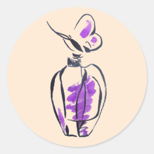 Perfume bottle fashion watercolour illustration classic round sticker