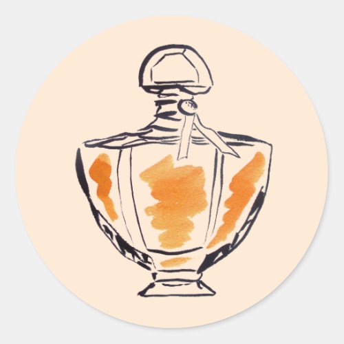 Perfume bottle fashion watercolour illustration classic round sticker