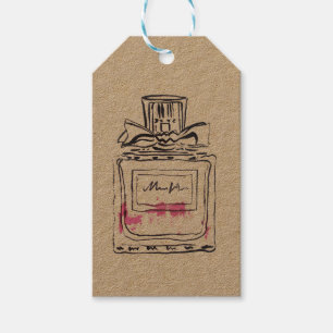 Perfume bottle fashion watercolour illustration gift tags