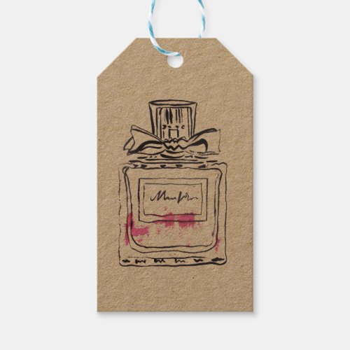 Perfume bottle fashion watercolour illustration gift tags