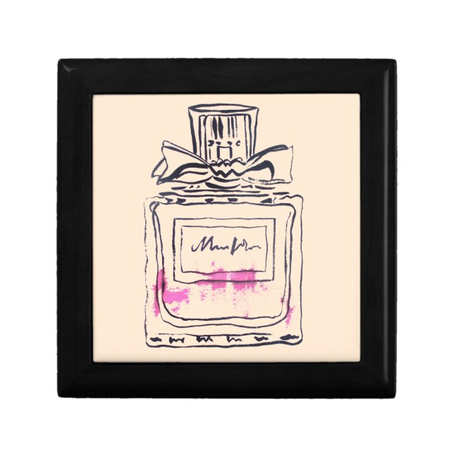 Perfume bottle fashion watercolour illustration keepsake box (Front)
