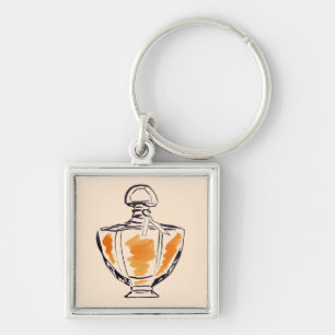 Perfume bottle fashion watercolour illustration keychain