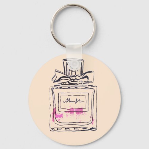 Perfume bottle fashion watercolour illustration keychain