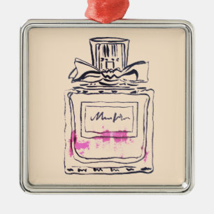 Perfume bottle fashion watercolour illustration metal ornament