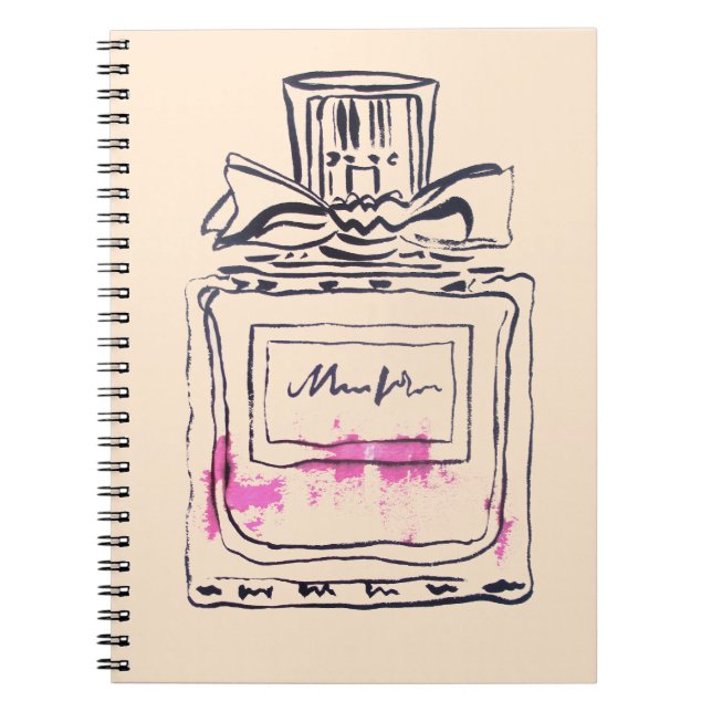Perfume bottle fashion watercolour illustration notebook (Front)