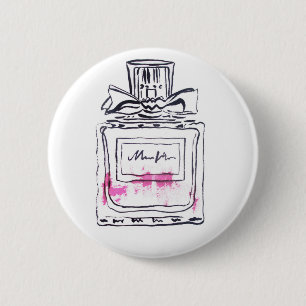 Perfume bottle fashion watercolour illustration pinback button