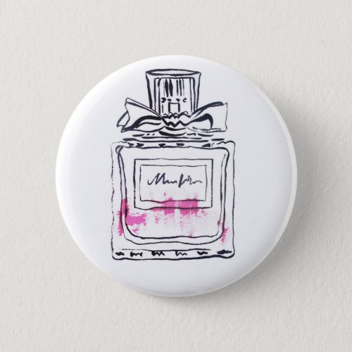 Perfume bottle fashion watercolour illustration pinback button