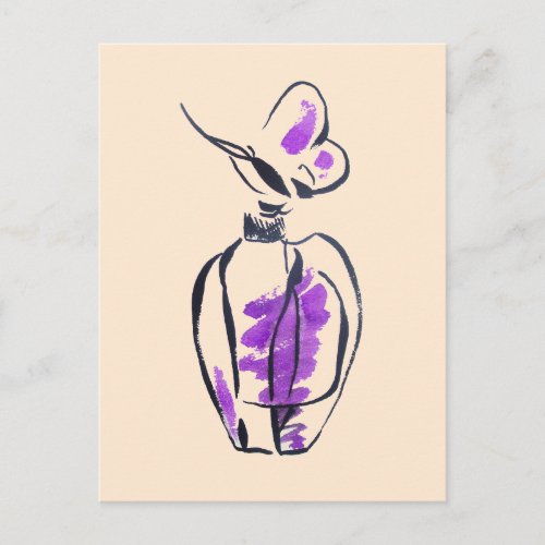 Perfume bottle fashion watercolour illustration postcard